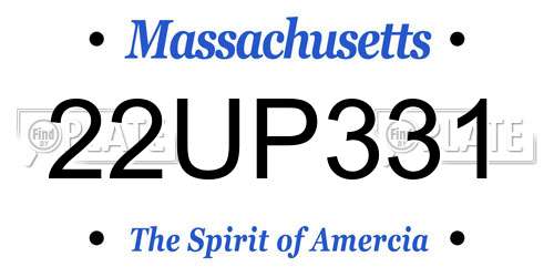 22UP331 Massachusetts License Plate