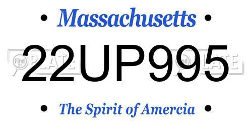 22UP995 Massachusetts License Plate