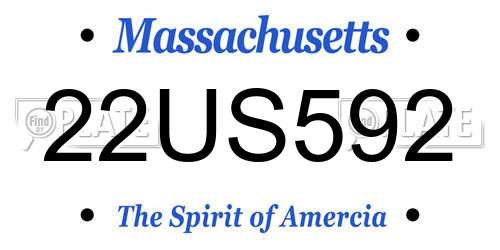 22US592 Massachusetts License Plate