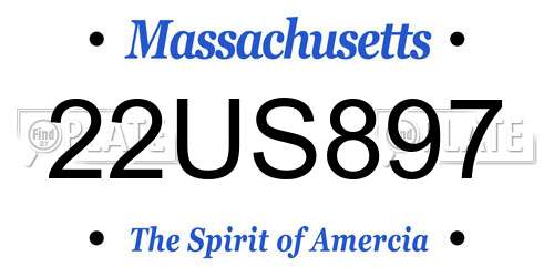 22US897 Massachusetts License Plate