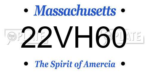 22VH60 Massachusetts License Plate