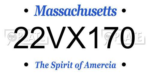 22VX170 Massachusetts License Plate