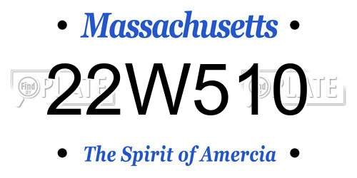 22W510 Massachusetts License Plate