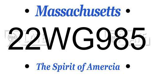 22WG985 Massachusetts License Plate
