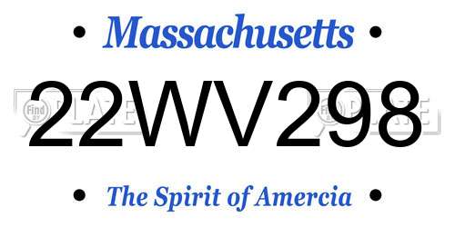 22WV298 Massachusetts License Plate