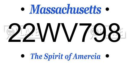 22WV798 Massachusetts License Plate