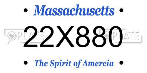 22X880 Massachusetts License Plate