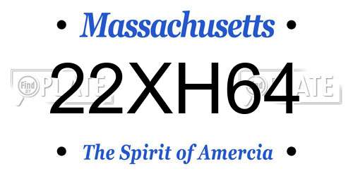 22XH64 Massachusetts License Plate