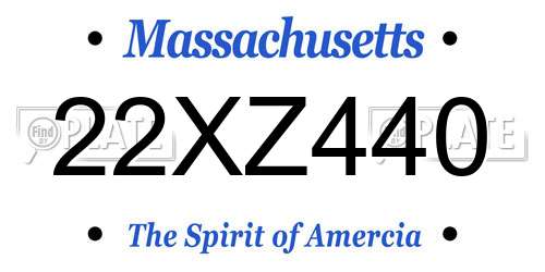 22XZ440 Massachusetts License Plate