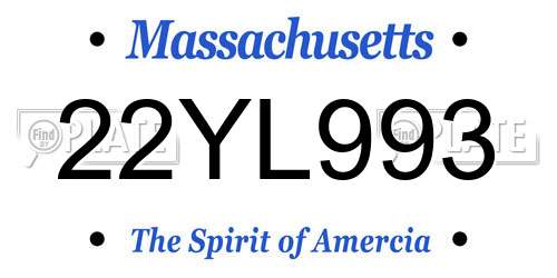 22YL993 Massachusetts License Plate