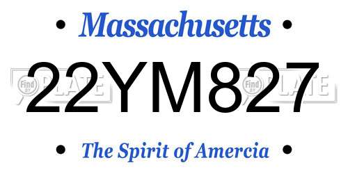 22YM827 Massachusetts License Plate