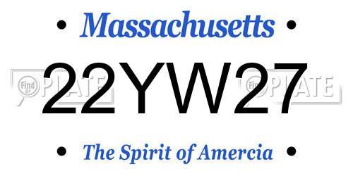 22YW27 Massachusetts License Plate