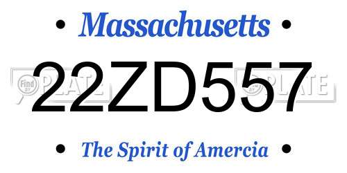 22ZD557 Massachusetts License Plate