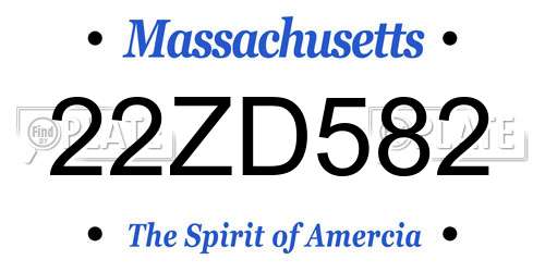 22ZD582 Massachusetts License Plate