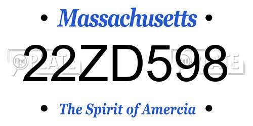 22ZD598 Massachusetts License Plate