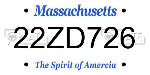 22ZD726 Massachusetts License Plate