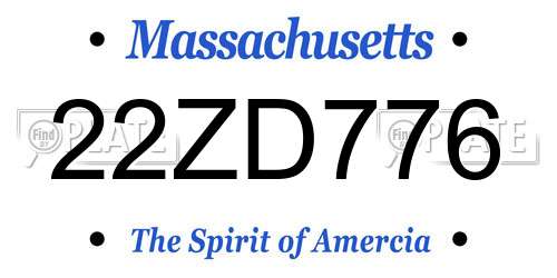 22ZD776 Massachusetts License Plate
