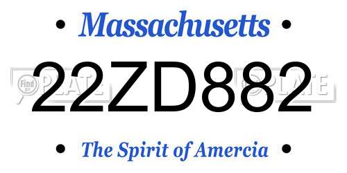 22ZD882 Massachusetts License Plate