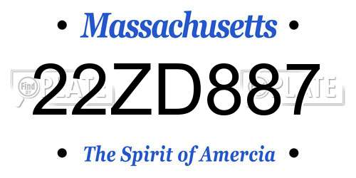 22ZD887 Massachusetts License Plate