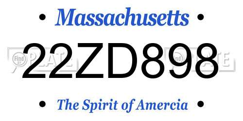 22ZD898 Massachusetts License Plate