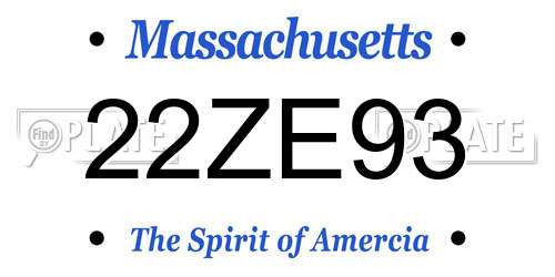 22ZE93 Massachusetts License Plate