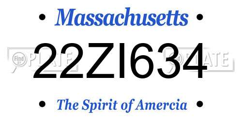 22ZI634 Massachusetts License Plate