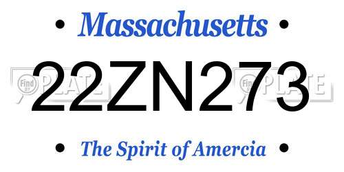 22ZN273 Massachusetts License Plate