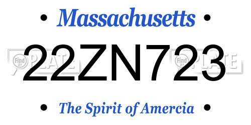 22ZN723 Massachusetts License Plate