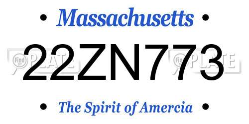 22ZN773 Massachusetts License Plate
