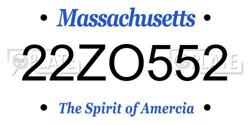 22ZO552 Massachusetts License Plate