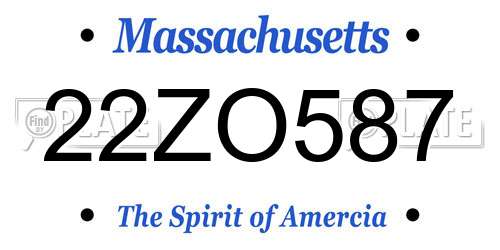 22ZO587 Massachusetts License Plate