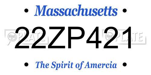 22ZP421 Massachusetts License Plate