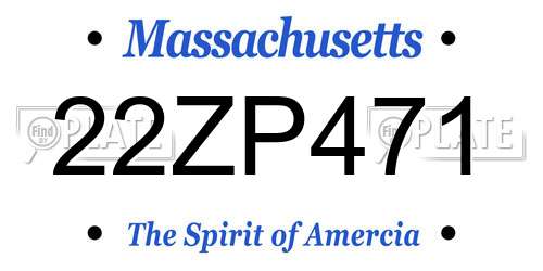 22ZP471 Massachusetts License Plate