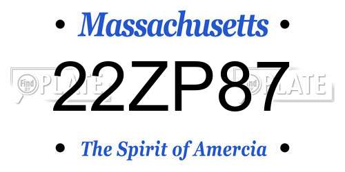 22ZP87 Massachusetts License Plate