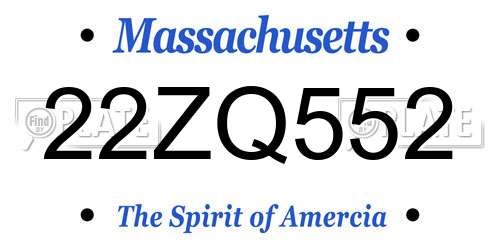22ZQ552 Massachusetts License Plate
