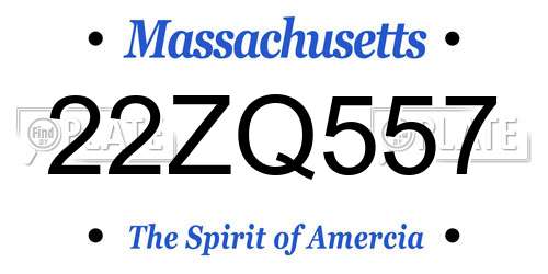22ZQ557 Massachusetts License Plate