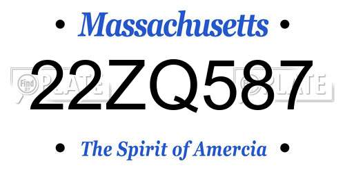 22ZQ587 Massachusetts License Plate
