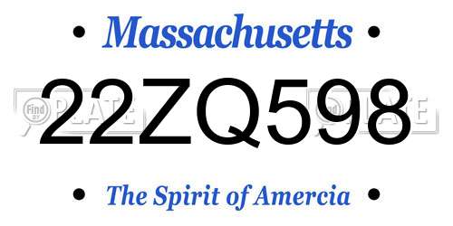 22ZQ598 Massachusetts License Plate