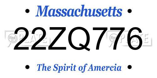 22ZQ776 Massachusetts License Plate