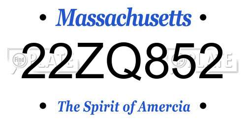 22ZQ852 Massachusetts License Plate