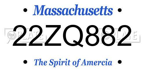 22ZQ882 Massachusetts License Plate