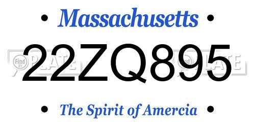 22ZQ895 Massachusetts License Plate