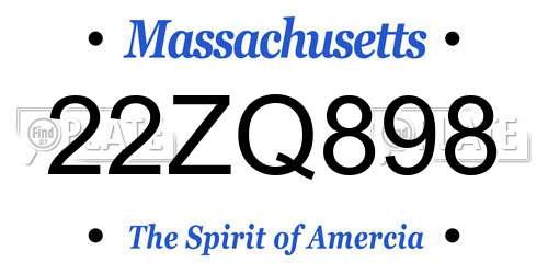 22ZQ898 Massachusetts License Plate