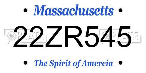 22ZR545 Massachusetts License Plate