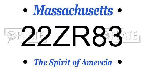22ZR83 Massachusetts License Plate