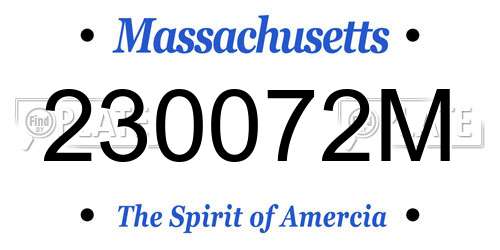 230072M Massachusetts License Plate