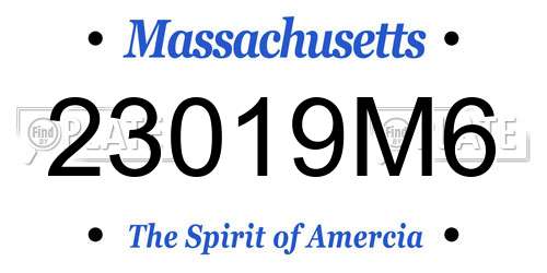 23019M6 Massachusetts License Plate