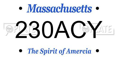 230ACY Massachusetts License Plate