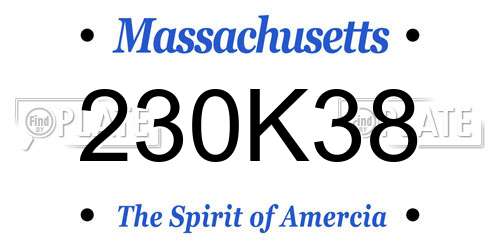 230K38 Massachusetts License Plate