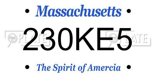 230KE5 Massachusetts License Plate
